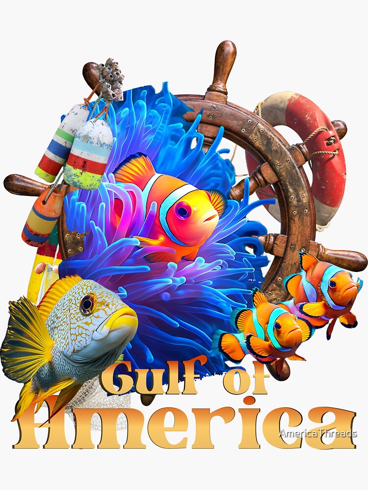 Thumbnail 3 of 3, Sticker, Gulf of America Undersea Anemone Adventure designed and sold by AmericaThreads.