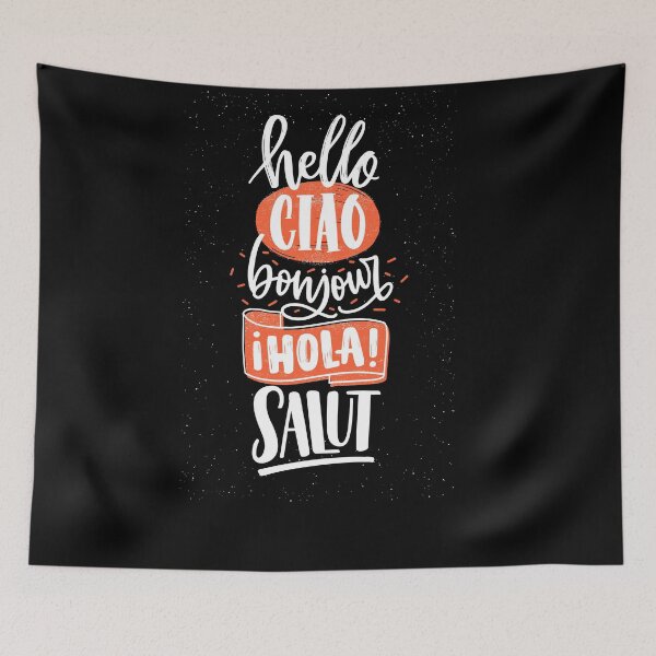Item preview, HOLA Multilingual Greetings Retro Typography Design designed and sold by Basma Store.