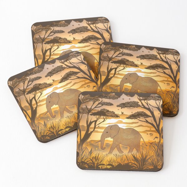 Item preview, Majestic Elephant at Sunrise – Layered Paper Cutout Savannah Art designed and sold by VividDreamsArt.