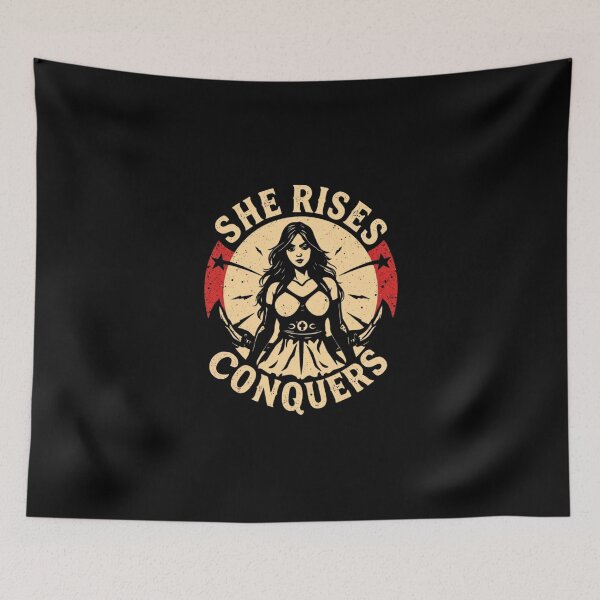 Item preview, She Rises, She Conquers – Aesthetic Retro Typography designed and sold by AuraMotivate.