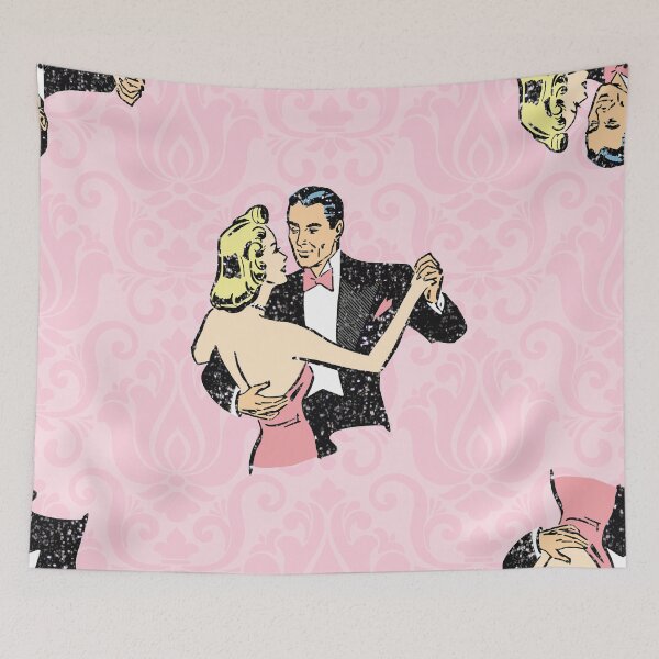 Item preview, dancing couple vintage ballroom pink damask designed and sold by Gossip Rag.