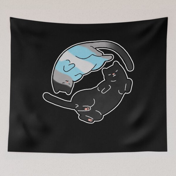 Item preview, Demiboy Cat Yin Yang LGBT Pride Flag designed and sold by Clara Hollins.