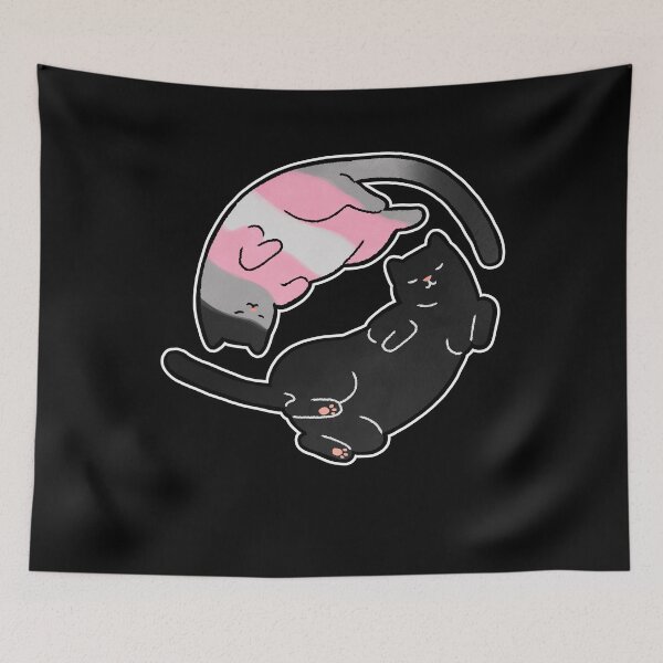 Item preview, Demigirl Cat Yin Yang LGBT Pride Flag designed and sold by Clara Hollins.