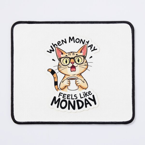 Item preview, Funny cat sticker feels like monday , I hate Mondays designed and sold by OM-Designer06.