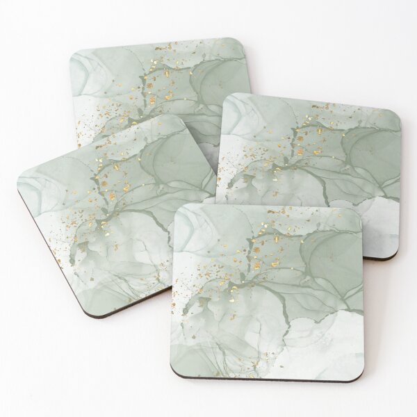 Item preview, Sage Green and Gold Abstract, Watercolor Art Print By Synplus designed and sold by synplus.