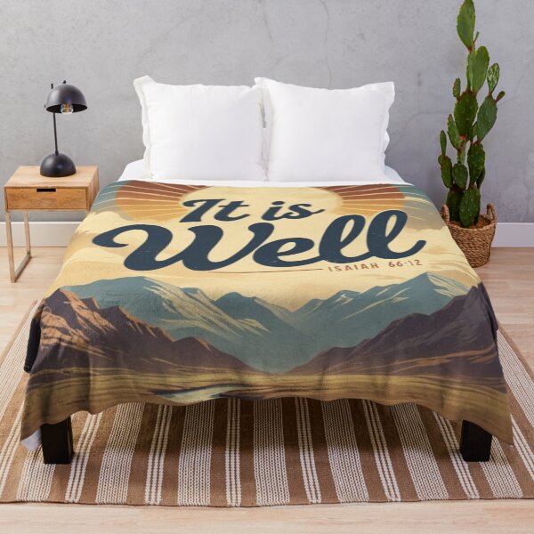 Item preview, It Is Well – Vintage Sunrise Over Mountains designed and sold by Kingdom-Mindset.