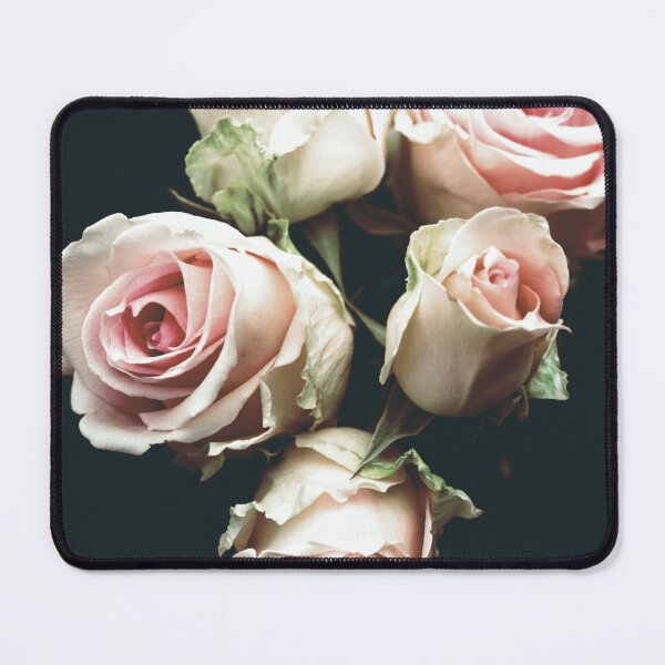 Item preview, Retro-Filtered Pale Pink Roses Against Very Dark Green Background designed and sold by CountyKent.