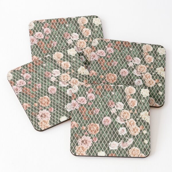 Item preview, Retro Roses Against Deep Green Leaves with "Net" Overlay designed and sold by CountyKent.