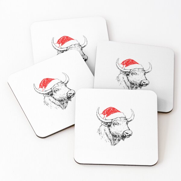 Item preview, Buffalo in Christmas Hat designed and sold by JollyCritters.