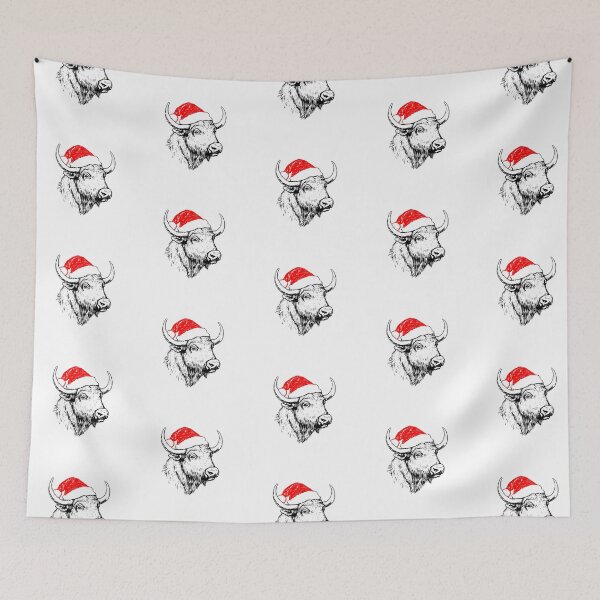 Item preview, Buffalo in Christmas Hat designed and sold by JollyCritters.