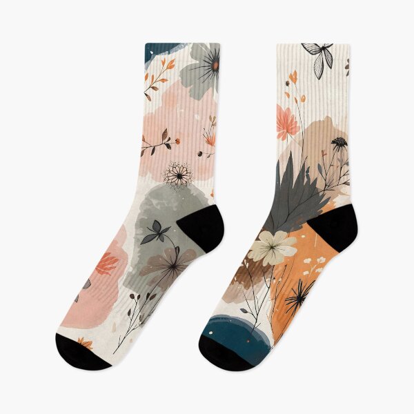 Item preview, Messy Botanicals in the Best Way, Elegant Botanical Sketches on a Painted Canvas, Dreamy Wildflowers and Abstract Brushstrokes, Abstract Nature Inspired Floral Print designed and sold by Kintsugi99.