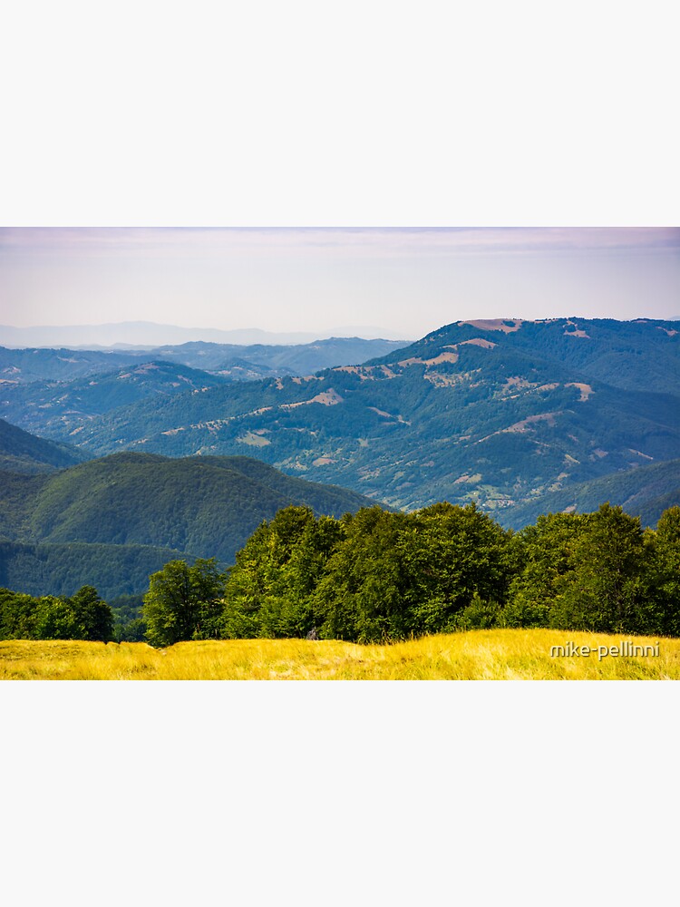 Thumbnail 3 of 3, Sticker, forested hills of Carpathian mountains designed and sold by mike-pellinni.