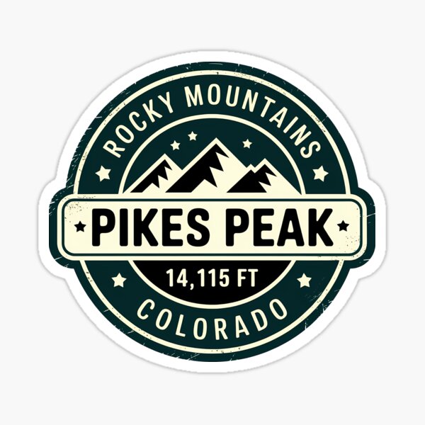 Pikes Peak Colorado Retro Mountain Badge Sticker