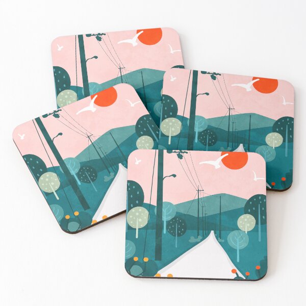 Item preview, Chill Road, No Traffic, Just Vibes, Calm and Peaceful Countryside Road, Abstract Minimalistic Nature Illustration, Pastel Sunset Road  designed and sold by Kintsugi99.