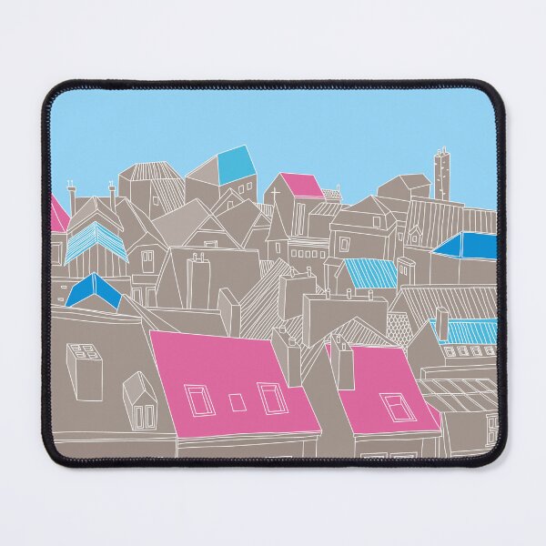 Item preview, City Rooftops in Pink and Blue – Minimal Line Art designed and sold by dearjunie.