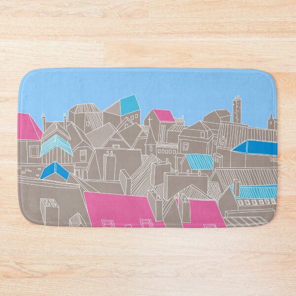 Item preview, City Rooftops in Pink and Blue – Minimal Line Art designed and sold by dearjunie.
