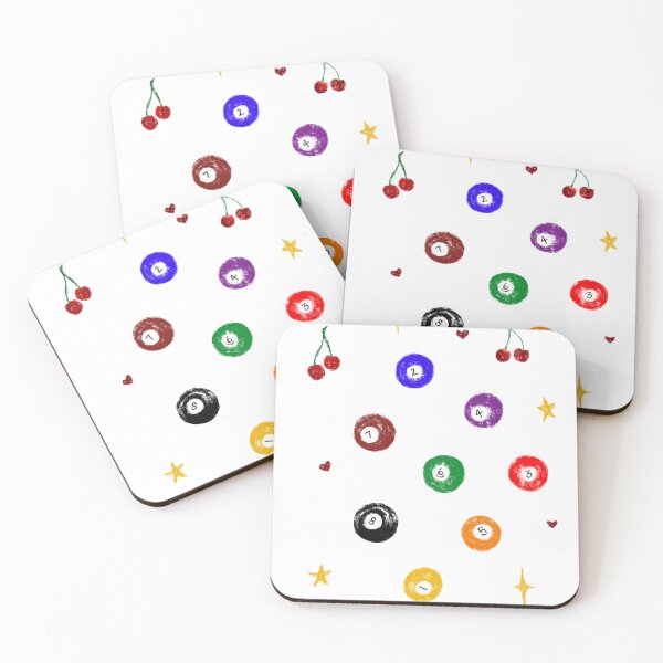 Item preview, Pool Ball Stickers Cute Aesthetic Cherries Hearts and Stars designed and sold by ellieseclecticdesigns.