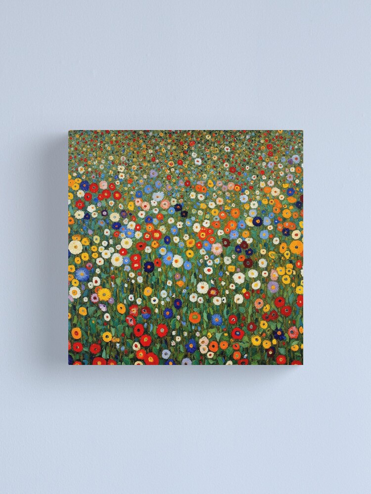 Aperçu 1 sur 3. Impression sur toile avec l'œuvre Jardin de fleurs de Gustav Klimt créée et vendue par maniacfitness.