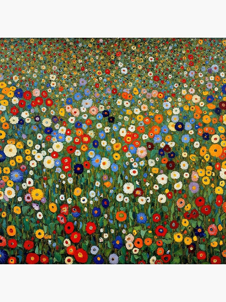 Aperçu 3 sur 3. Impression sur toile avec l'œuvre Jardin de fleurs de Gustav Klimt créée et vendue par maniacfitness.