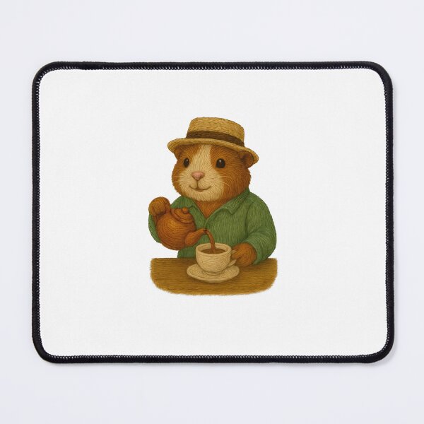 Item preview, Chill Guinea Pig at Café – Embroidered Illustration designed and sold by #Adulting Central.