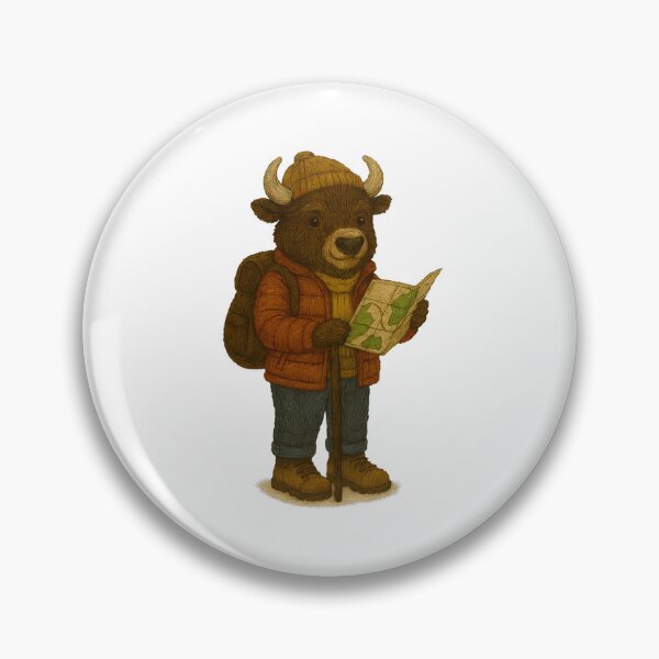 Item preview, Buffalo Explorer with Map – Embroidery Travel Art designed and sold by #Adulting Central.