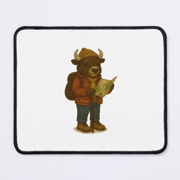 Item preview, Buffalo Explorer with Map – Embroidery Travel Art designed and sold by #Adulting Central.