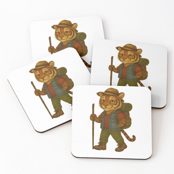 Item preview, Tiger Hiker with Backpack – Adventure Embroidery Style designed and sold by #Adulting Central.
