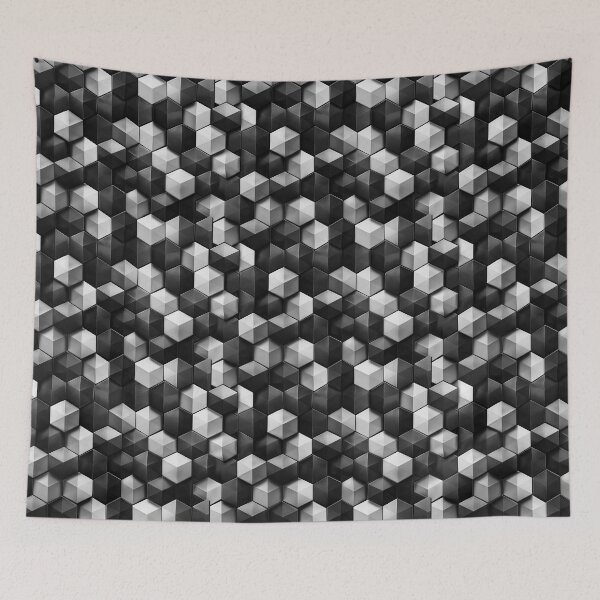 Item preview, Monochrome 3D Hexagon Grid designed and sold by NTGUILTY.