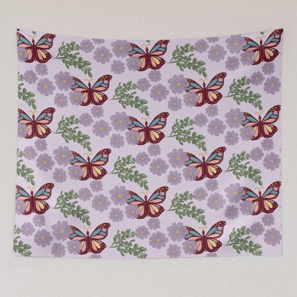 Item preview, Butterfly seamless floral pattern on purple designed and sold by Ammi77.