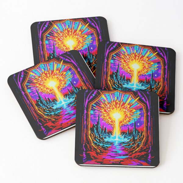 Item preview, 1980s Fantasy & Synthwave Supernova Stained Glass Effect – Retro Cosmic Art Print designed and sold by LuxuryApparels.
