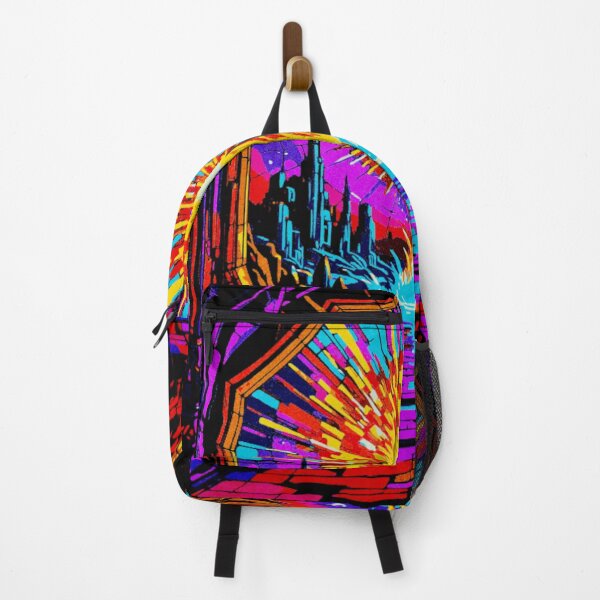 Item preview, 1980s Fantasy & Synthwave Supernova Stained Glass Effect – Retro Cosmic Art Print designed and sold by LuxuryApparels.