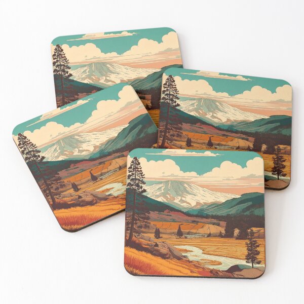 Item preview, A vintage 1950's flat style retro travel poster for Yellowstone National Park designed and sold by CattlettArt.