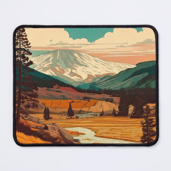 Item preview, A vintage 1950's flat style retro travel poster for Yellowstone National Park designed and sold by CattlettArt.