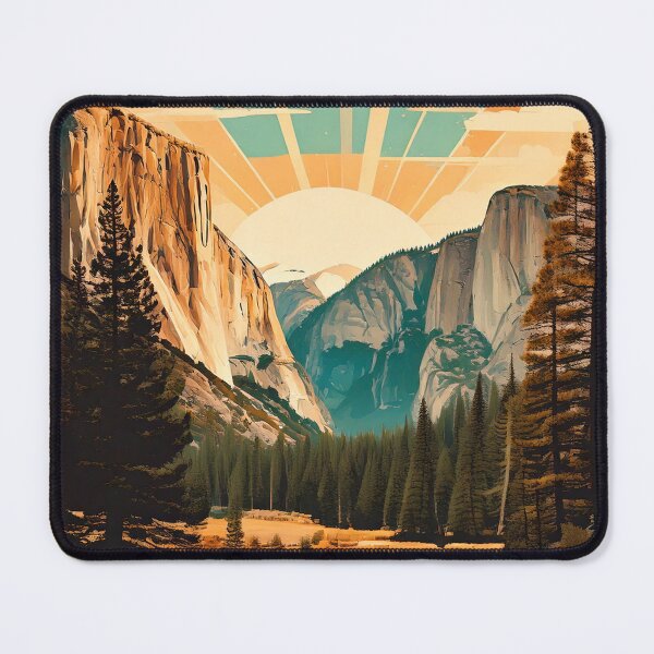 Item preview, Vintage 1950's flat style retro travel poster for Yosemite National Park designed and sold by CattlettArt.