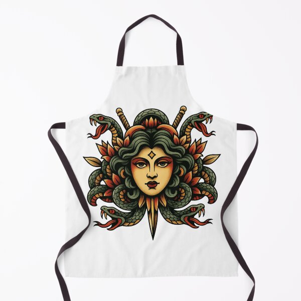 Item preview, Medusa Tattoo Style Illustration – Traditional Snake-Headed Goddess Art designed and sold by PrintaZaur.
