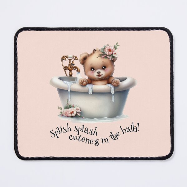 Item preview, Splish Splash, cuteness in the bath! – Cute Floral Baby Bear Animal Bath Time Art designed and sold by Art of Ngu.