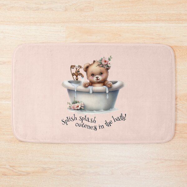 Item preview, Splish Splash, cuteness in the bath! – Cute Floral Baby Bear Animal Bath Time Art designed and sold by Art of Ngu.