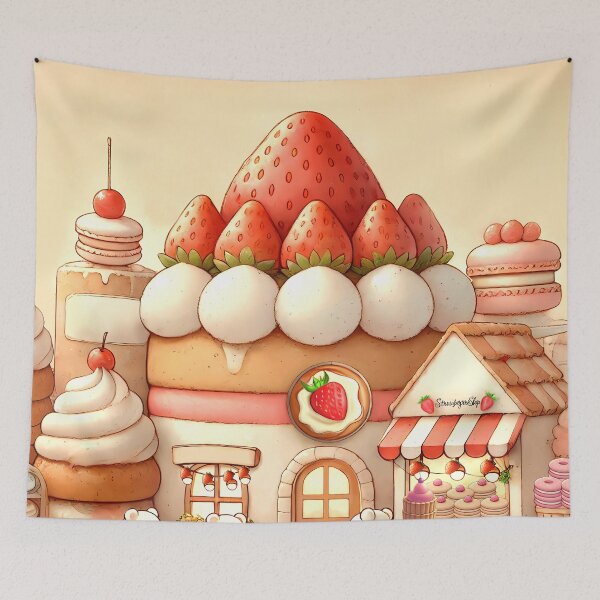 Item preview, Strawberry Bear Bakery – Kawaii Dessert House Art designed and sold by dearjunie.