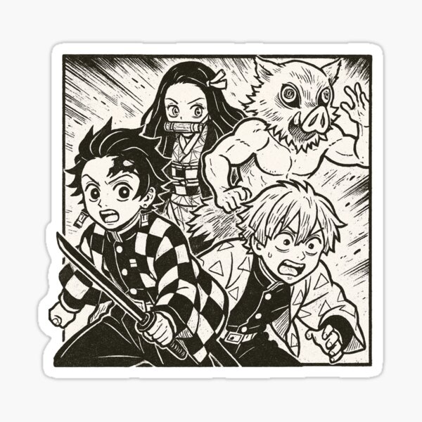 Vista previa del artículo con la obra «Diseño del equipo Demon Slayer», diseñado y vendido por ColorSplash123.