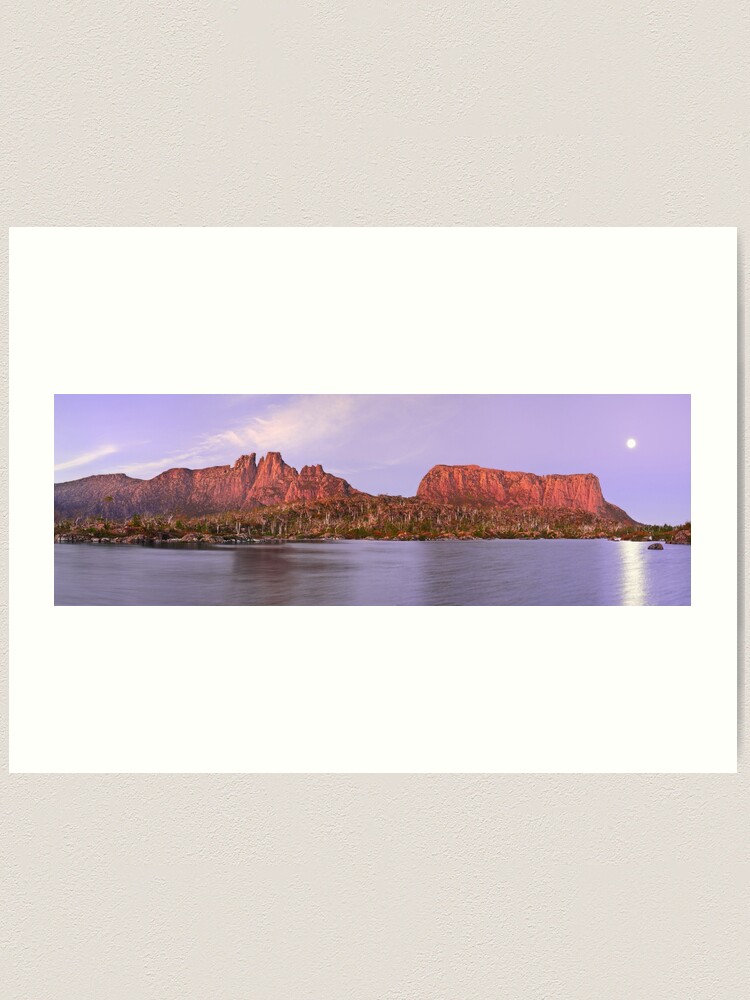 Thumbnail 1 of 3, Art Print, Labyrinth Moonrise, Lake St Clair National Park, Tasmania designed and sold by Chockstone.