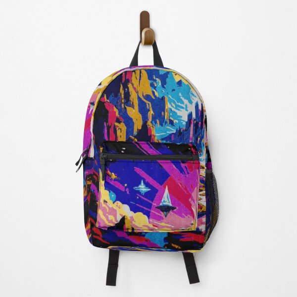 Item preview, 80s Fantasy & Synthwave Stained Glass Fauvism – Retro Neon Abstract Art Print designed and sold by LuxuryApparels.