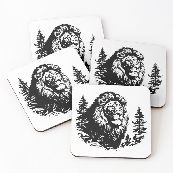 Item preview, Lion Head Jungle King Pride Male Roar Mountain Pine Tree designed and sold by inkoutninja.