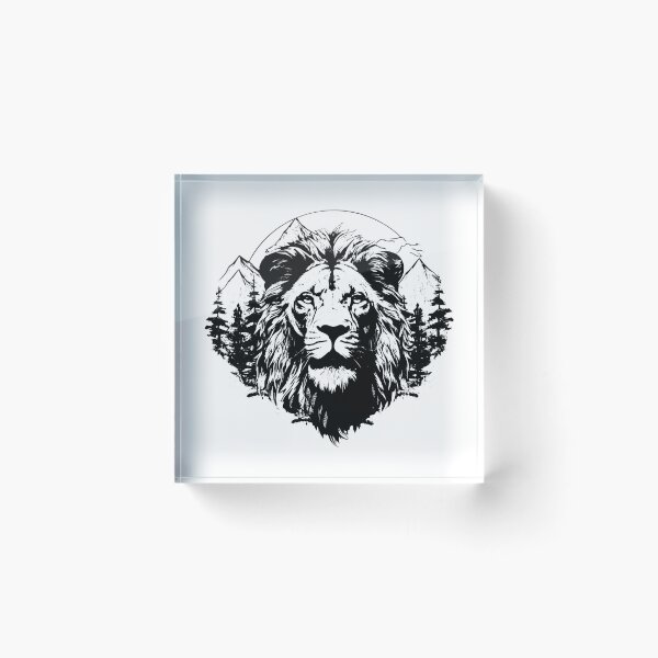 Item preview, Lion Head Jungle King Pride Male Roar Mountain Pine Tree designed and sold by inkoutninja.