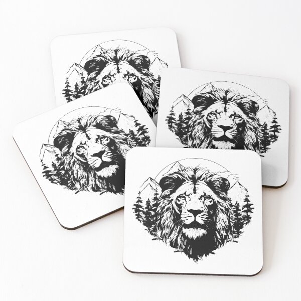 Item preview, Lion Head Jungle King Pride Male Roar Mountain Pine Tree designed and sold by inkoutninja.