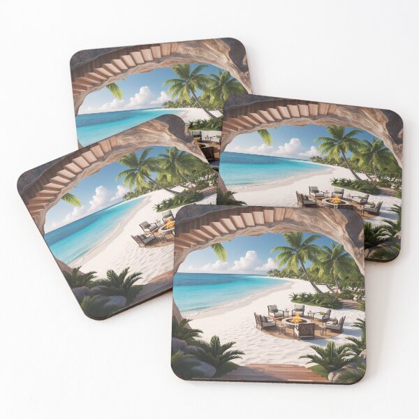Item preview, Caribbean Private Beach with Palm Trees designed and sold by PeggyMacStudio.