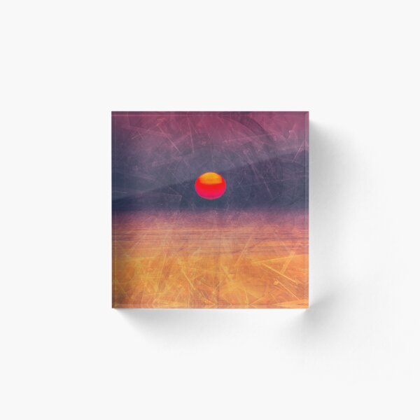 purple digital sunrise background Acrylic Block