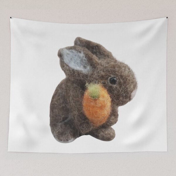 Item preview, Brown felted bunny with carrot  designed and sold by RockingFelter.