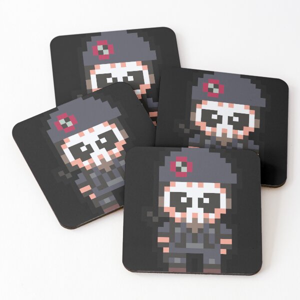 Item preview, Caveira Six Siege Smol Defender Pixel art designed and sold by TeaTwenty.