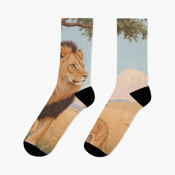 Aperçu de l'œuvre Lion avec bébé dans la steppe créée et vendue par Mauswohn.