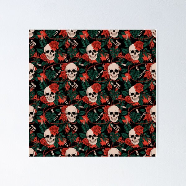 Item preview, Dark Botanical Grunge – Roses, Skulls, and Chains designed and sold by PING 999 STUDIO.
